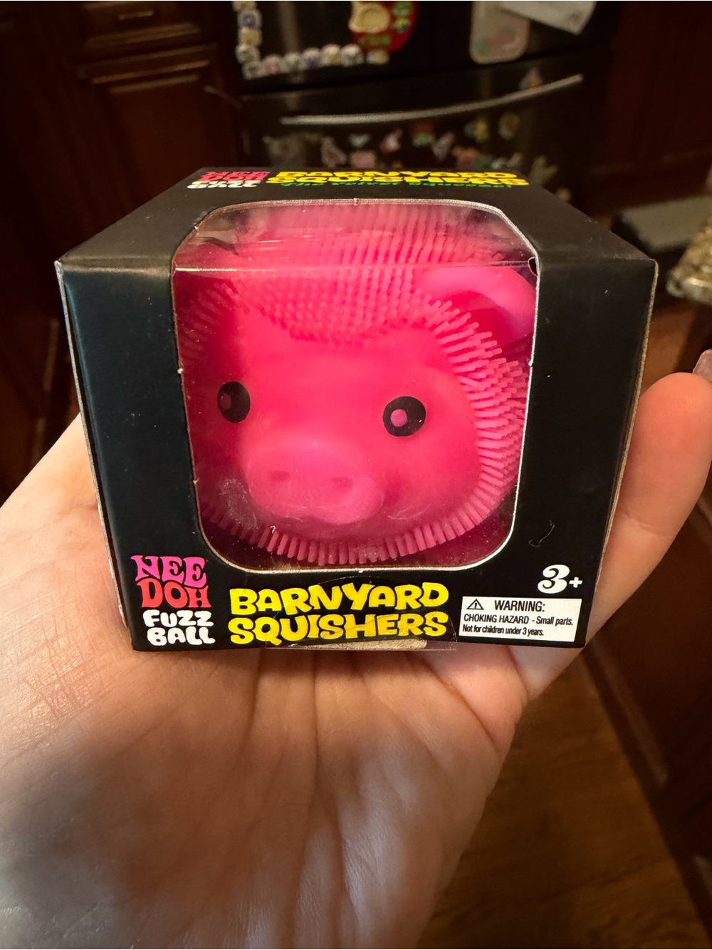 Nee Doh Fuzz Ball Barnyard Squishers Pink Pig Toy